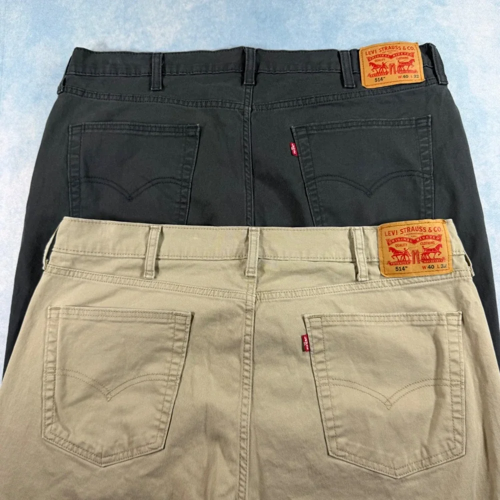 Levi's 514 Straight Pants Mens 40x32 Grey Khaki Excellent Lot of 2 Chinos